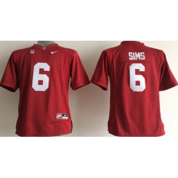 Alabama Crimson Tide #6 Blake Sims 2014 Red Limited Kids Jersey