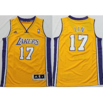 Los Angeles Lakers #17 Jeremy Lin Yellow Kids Jersey