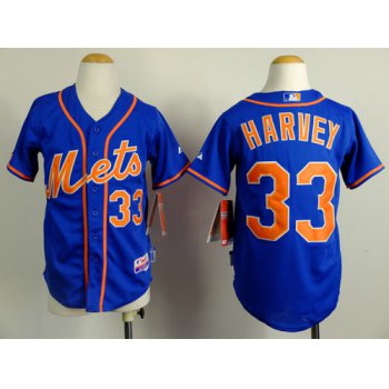 New York Mets #33 Matt Harvey Blue Kids Jersey
