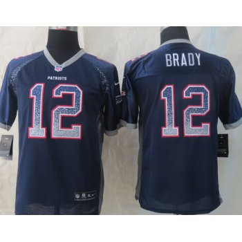 Nike New England Patriots #12 Tom Brady Drift Fashion Blue Kids Jersey