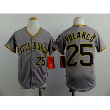 Pittsburgh Pirates #25 Gregory Polanco Gray Kids Jersey