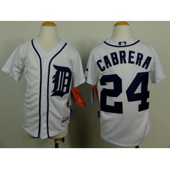 Detroit Tigers #24 Miguel Cabrera White Kids Jersey