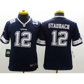 Nike Dallas Cowboys #12 Roger Staubach Blue Limited Kids Jersey