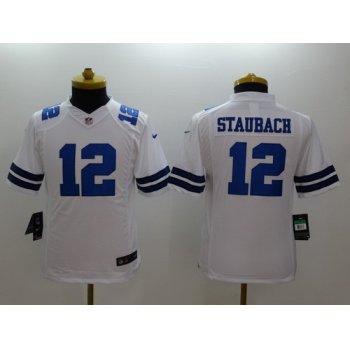 Nike Dallas Cowboys #12 Roger Staubach White Limited Kids Jersey
