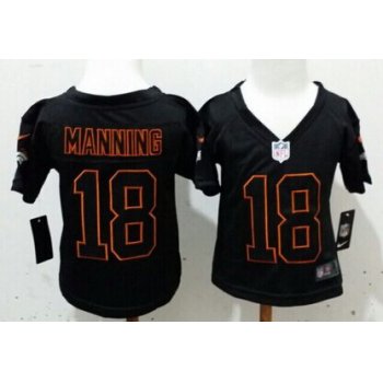 Nike Denver Broncos #18 Peyton Manning Lights Out Black Toddlers Jersey
