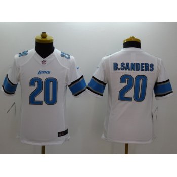 Nike Detroit Lions #20 Barry Sanders White Limited Kids Jersey