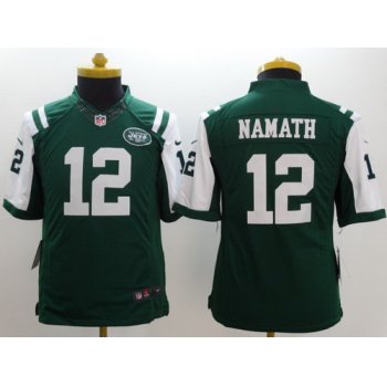 Nike New York Jets #12 Joe Namath Green Limited Kids Jersey