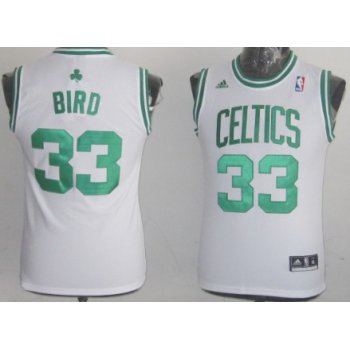 Boston Celtics #33 Larry Bird White Kids Jersey