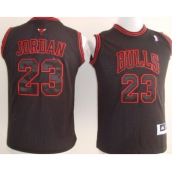 Chicago Bulls #23 Michael Jordan All Black With Red Kids Jersey