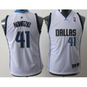 Dallas Mavericks #41 Dirk Nowitzki White Kids Jersey