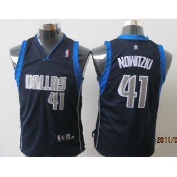 Dallas Mavericks #41 Nowitzki Navy Blue Kids Jersey