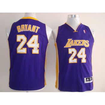 Los Angeles Lakers #24 Kobe Bryant Purple Kids Jersey