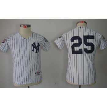 New York Yankees #25 Mark Teixeira White Kids Jersey