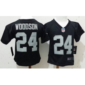 Nike Oakland Raiders #24 Charles Woodson Black Toddlers Jersey