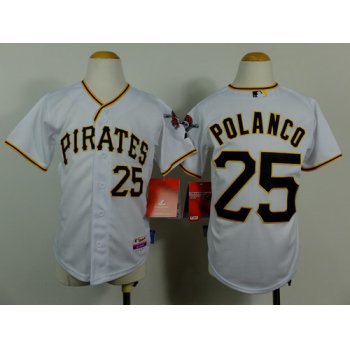 Pittsburgh Pirates #25 Gregory Polanco White Kids Jersey