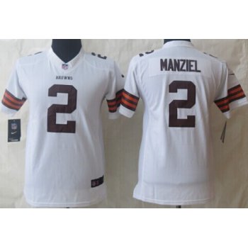 Nike Cleveland Browns #2 Johnny Manziel White Limited Kids Jersey