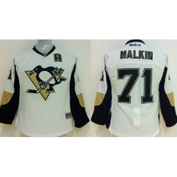 Pittsburgh Penguins #71 Evgeni Malkin White Kids Jersey