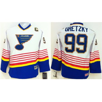 St. Louis Blues #99 Wayne Gretzky White Throwback CCM Kids Jersey