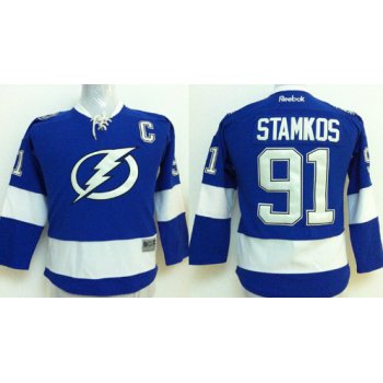 Tampa Bay Lightning #91 Steven Stamkos New Blue Kids Jersey