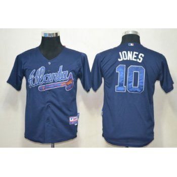 Atlanta Braves #10 Chipper Jones Navy Blue Kids Jersey
