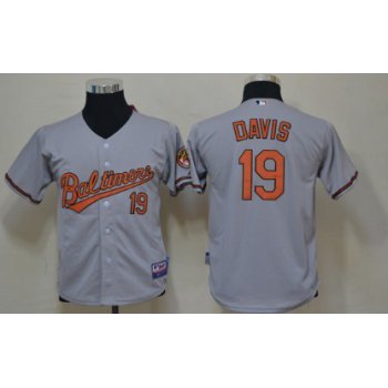 Baltimore Orioles #19 Chris Davis Gray Kids Jersey