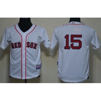 Boston Red Sox #15 Dustin Pedroia White Kids Jersey