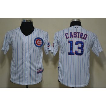 Chicago Cubs #13 Starlin Castro White Pinstirpe Kids Jersey