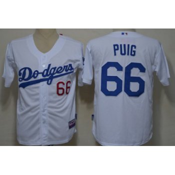 Los Angeles Dodgers #66 Yasiel Puig White Kids Jersey