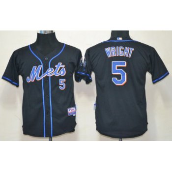 New York Mets #5 David Wright Black Kids Jersey