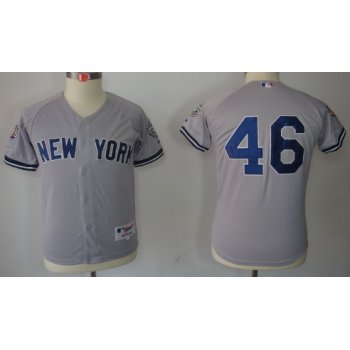 New York Yankees #46 Andy Pettitte Gray Kids Jersey