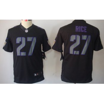 Nike Baltimore Ravens #27 Ray Rice Black Impact Limited Kids Jersey