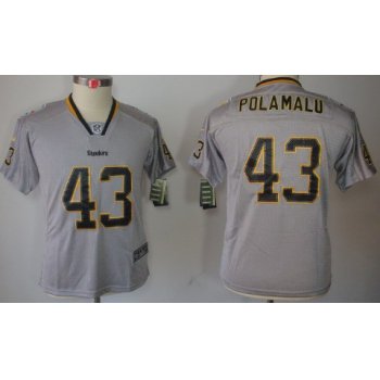 Nike Pittsburgh Steelers #43 Troy Polamalu Lights Out Gray Kids Jersey