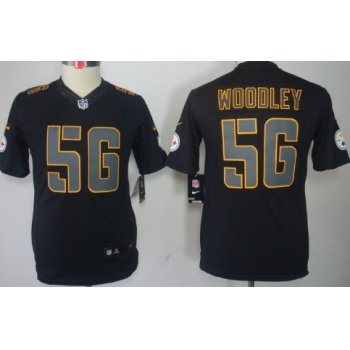 Nike Pittsburgh Steelers #56 LaMarr Woodley Black Impact Limited Kids Jersey