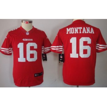 Nike San Francisco 49ers #16 Joe Montana Red Limited Kids Jersey