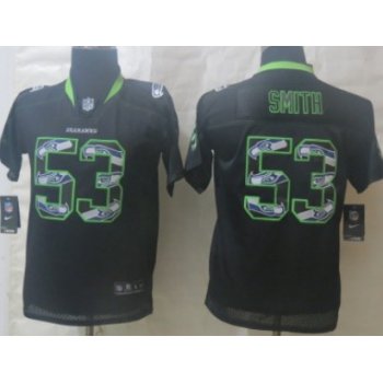 Nike Seattle Seahawks #53 Malcolm Smith Lights Out Black Ornamented Kids Jersey
