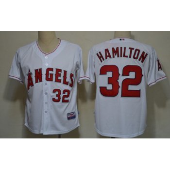 LA Angels of Anaheim #32 Josh Hamilton White Kids Jersey