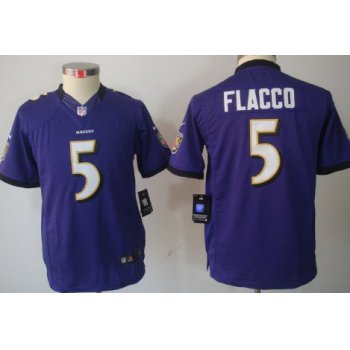 Nike Baltimore Ravens #5 Joe Flacco Purple Limited Kids Jersey