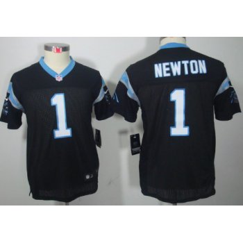 Nike Carolina Panthers #1 Cam Newton Black Limited Kids Jersey