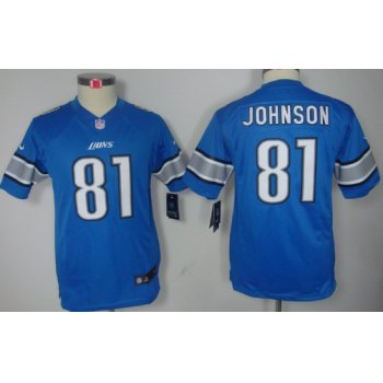 Nike Detroit Lions #81 Calvin Johnson Light Blue Limited Kids Jersey