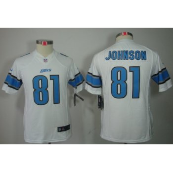 Nike Detroit Lions #81 Calvin Johnson White Limited Kids Jersey