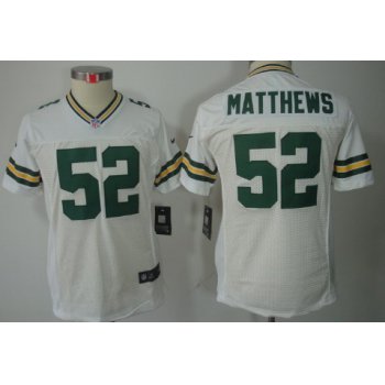 Nike Green Bay Packers #52 Clay Matthews White Limited Kids Jersey