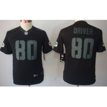 Nike Green Bay Packers #80 Donald Driver Black Impact Limited Kids Jersey