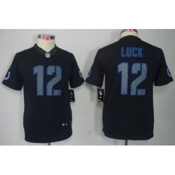Nike Indianapolis Colts #12 Andrew Luck Black Impact Limited Kids Jersey