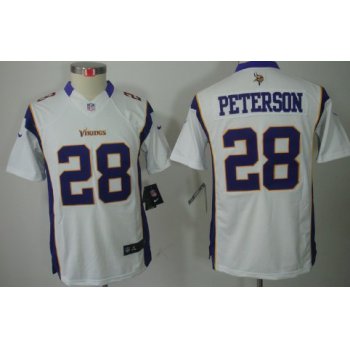 Nike Minnesota Vikings #28 Adrian Peterson White Limited Kids Jersey