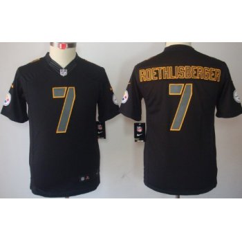 Nike Pittsburgh Steelers #7 Ben Roethlisberger Black Impact Limited Kids Jersey
