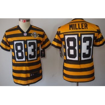 Nike Pittsburgh Steelers #83 Heath Miller Yellow With Black Throwback 80TH Kids Jersey