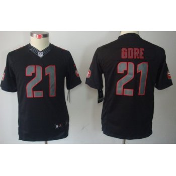 Nike San Francisco 49ers #21 Frank Gore Black Impact Limited Kids Jersey