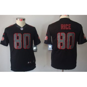 Nike San Francisco 49ers #80 Jerry Rice Black Impact Limited Kids Jersey