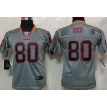 Nike San Francisco 49ers #80 Jerry Rice Lights Out Gray Kids Jersey