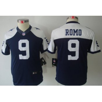 Nike Dallas Cowboys #9 Tony Romo Blue Thanksgiving Limited Kids Jersey